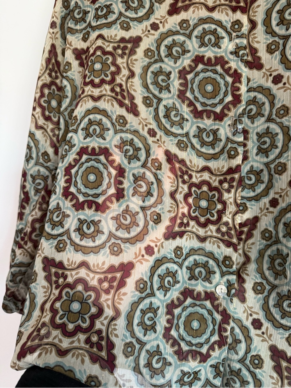 Sheer Button Down with Gold Thread - Picture 3 of 5